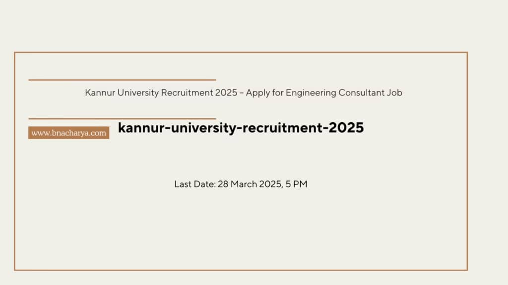 Kannur University Recruitment 2025